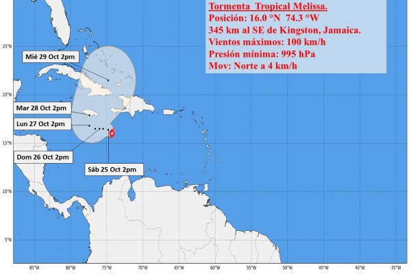 AVISO DE CICLÓN TROPICAL No.8.: Melissa con lento movimiento en el mar Caribe 